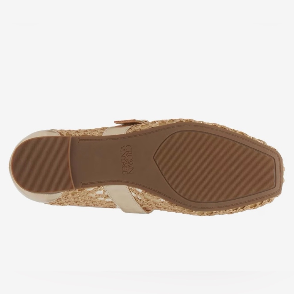 Crown Vintage | Nalahni Mary Jane | Balletcore | Flat | Woven Raffia | Gold - Picture 7 of 9